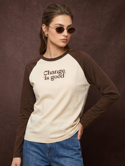 JUNEBERRY - Women's Change Is Good Printed Raglan Sleeve T-Shirt