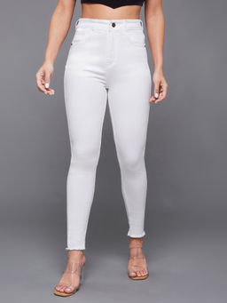 Miss Chase - Women's White Skinny High Rise Stretchable Denim Jeans