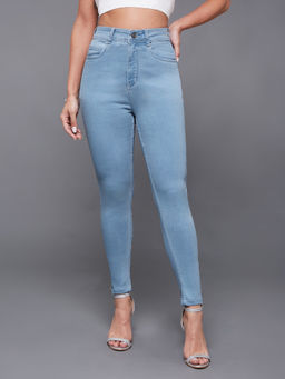 Miss Chase - Women's Light Blue Skinny High-Rise Denim Jeans