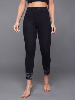 Miss Chase - Women's Black High Rise Slim Fit Stretchable Denim Jeans