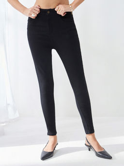 Miss Chase - Women's Black Skinny High-Rise Stretchable Denim Jeans