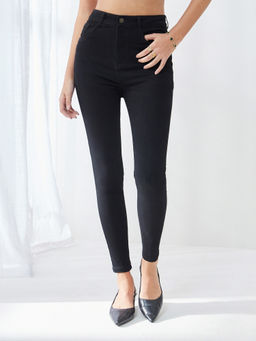 Miss Chase - Women's Black Skinny High-Rise Stretchable Denim Jeans