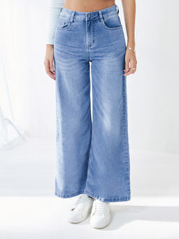 Miss Chase - Women's Light Blue Wide-Leg Shaping Denim Jeans