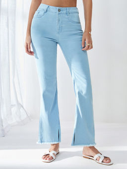 Miss Chase - Women's Light Blue Bootcut High Rise Denim Stretchable Jeans