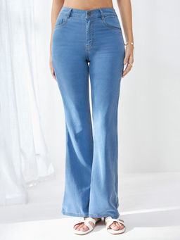 Miss Chase - Women's Light Blue Bootcut High-Rise Denim Jeans