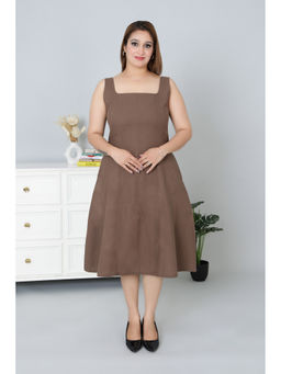 MLADA - Women Brown Solid Sleeveless A-Line Dress