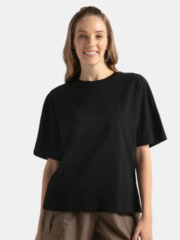 Jockey - Wz02 Women Super Combed Cotton Rich Oversized T-Shirt-Black