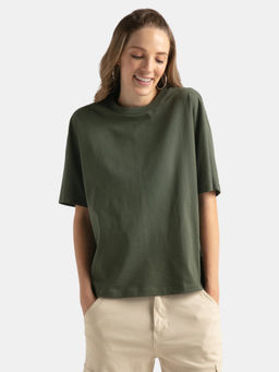 Jockey - Wz02 Women Super Combed Cotton Rich Oversized T-Shirt-Green