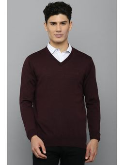 Allen Solly - Mens Solid Maroon Sweater