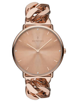 Nordgreen - Nativer Crystal Sunray Dial with Rose Gold Chain Watch