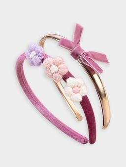 Mi Arcus - Bow & Floral Design Head Band For Girls- Pack Of 2