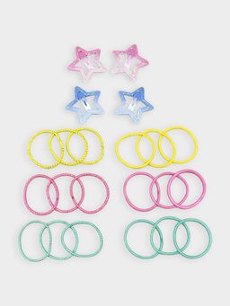 Mi Arcus - Star Shape Hair Tic-Tac Pins With Rubber Bands For Girls