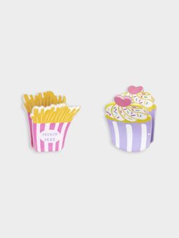 Mi Arcus - French Fries And Cupcake Themed Hair Claws-Cluture For Girls Pack Of 2