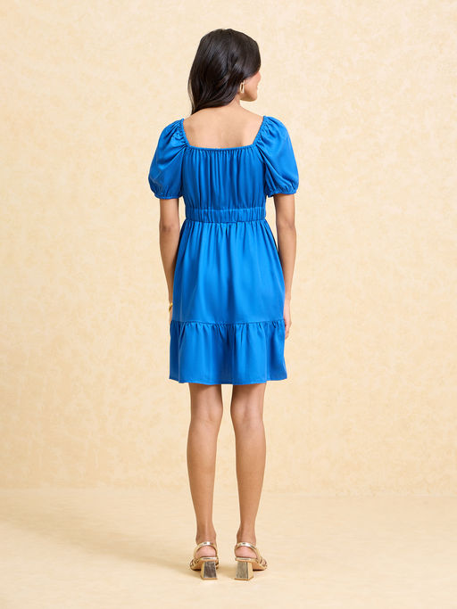 slim fit dress slacks Un Deux Trois Kids' Fit & Flare Dress in Cobalt at Nordstrom, Size 14