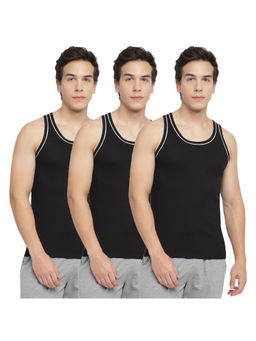 La Intimo - Modish Black Gym Vest (Pack of 3)