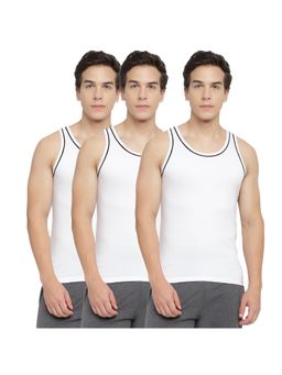 La Intimo - Modish White Gym Vest (Pack of 3)