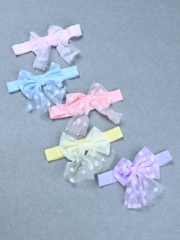 FUNKRAFTS - Multicolour Girls Net Bow Headbands (Pack Of 5) (0-36 Months)