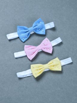 FUNKRAFTS - Girls Lenin Solid Pearl Embellished Bow Headbands (Pack Of 3) (0-36 Months)