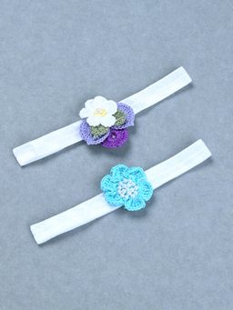FUNKRAFTS - Multicolour Girls Floral Crochet Headbands (Pack Of 2) (0-36 Months)