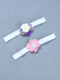 FUNKRAFTS - Multicolour Girls Floral Crochet Headbands (Pack Of 2) (0-36 Months)