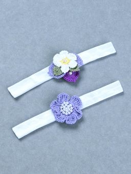 FUNKRAFTS - Multicolour Girls Floral Crochet Headbands (Pack Of 2) (0-36 Months)