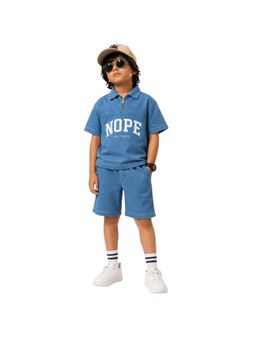 Superminis - Boys Knit Denim Printed Half sleeve Co-Ord Set