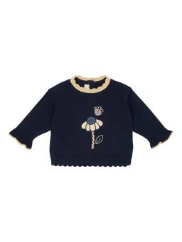 Chicco - Girls Navy Embroidered Sweater