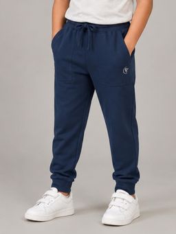 KiddoPanti - Boys Cotton Fleece Solid Teal Joggers