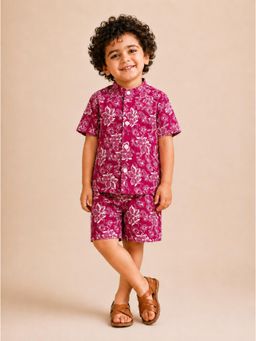 A.T.U.N. - Boys 100% Cotton Pink Printed Co-Ord Set