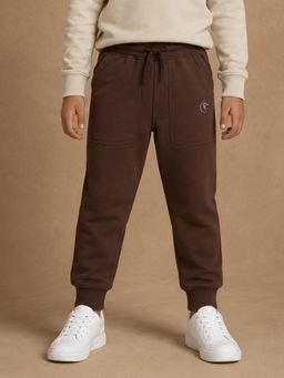 KiddoPanti - Boys and Girls Cotton Fleece Solid Brown Joggers