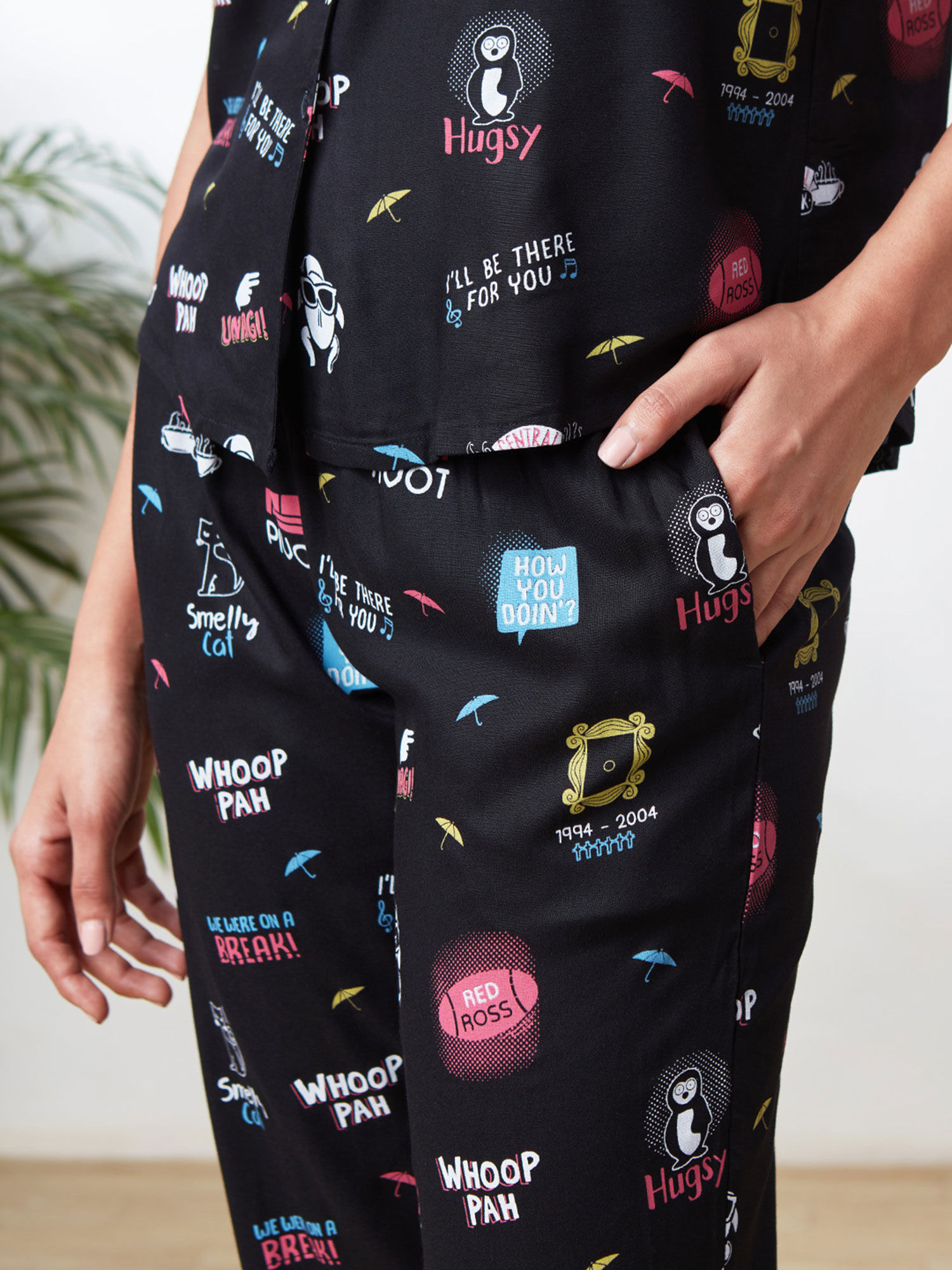 Doodle Set Graphic Black Pajama Black 