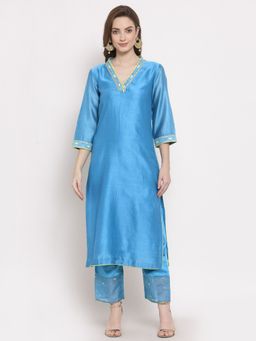 DART STUDIO - Solid Blue Ceri Straight Kurta