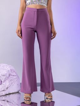 Twenty Dresses by Nykaa Fashion - Purple Solid High Rise Bootcut Pants