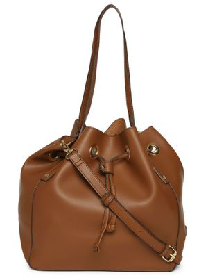 Buy Accessorize London WomensFaux Leather Brown Eyelet Drawstring Bag ...