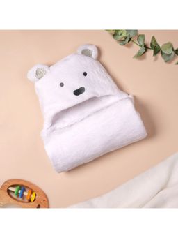 Kicks and Crawl - White Bear Hooded Fur Blanket