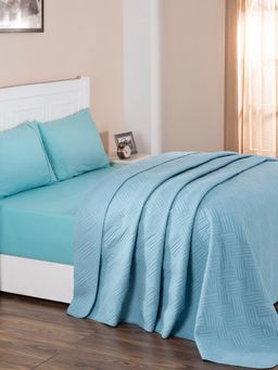 Maspar - Colorart Eliott Jacquard 100GSM Cotton Aqua Single Quilt
