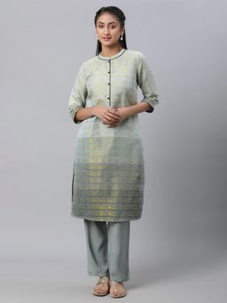 Aurelia - Grey Tonal Zari Dobby Kurta