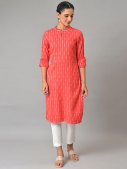 Aurelia - Pink Printed Dobby Kurta