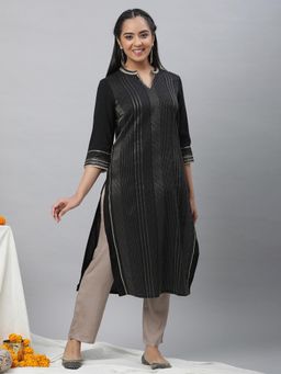 Aurelia - Black Zari Woven Festive Kurta