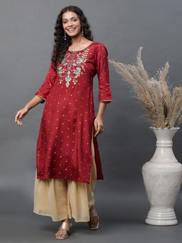 Aurelia - Red Zari Embroidered Shantung Kurta