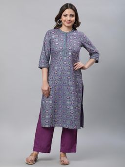 Aurelia - Purple Embroidered Festive Kurta In Floral Print