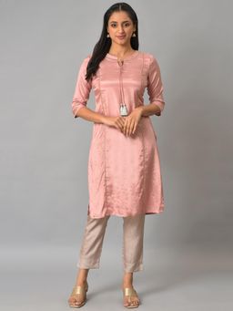 Aurelia - Pink Shantung Solid Kurta