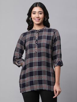 Aurelia - Blue Checker Short Kurti