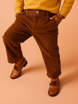 Mi Arcus - Solid Corduroy Cotton Brown Trouser For Boys
