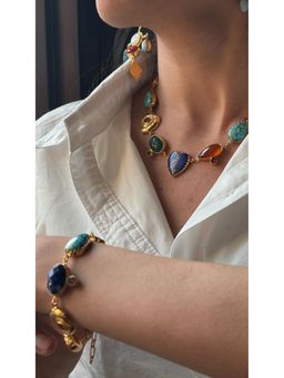 Arvino - Multi Gemstone Charm Bracelet In Gold