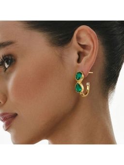 Arvino - Gold Plated Green Onyx 92.5 Sterling Silver Hoop Earrings