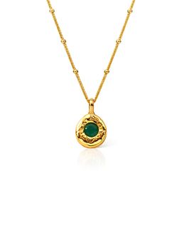 Arvino - Green Onyx Medallion Charm Green Necklace