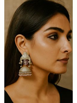 Amreli Jaipur - Yuvika Silver Jhumka Purple Earrings