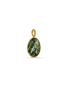 Arvino - Green Marbled Stone Oval Gold Charm