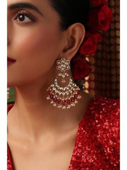 SWABHIMANN - Vrai Red Polki Chandbali Earrings